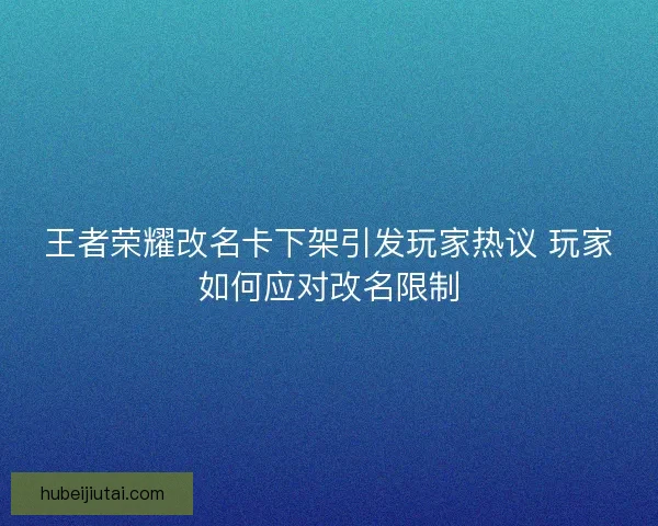 王者荣耀改名卡下架引发玩家热议 玩家如何应对改名限制